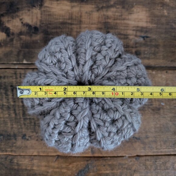 Crochet Fall Pumpkins set of 2 taupe handmade pumpkins - Picture 8 of 12